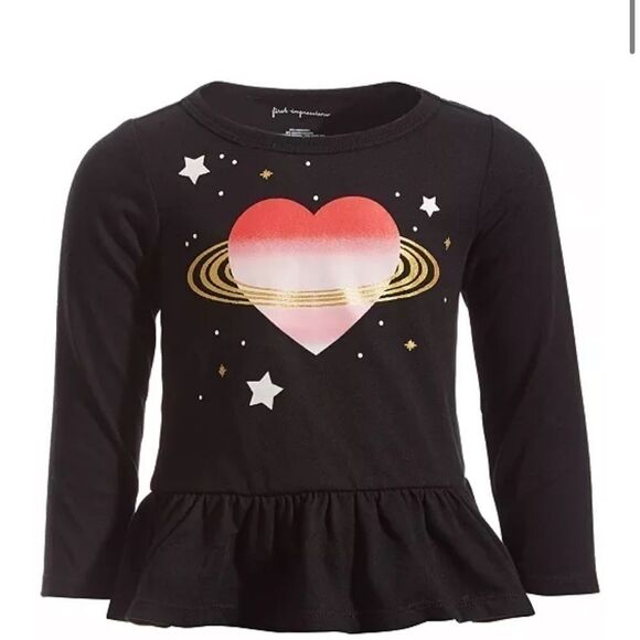 New FIRST IMPRESSIONS Baby Girls Space Heart Long-Sleeve Peplum T-Shirt size 6-9 - Picture 3 of 3